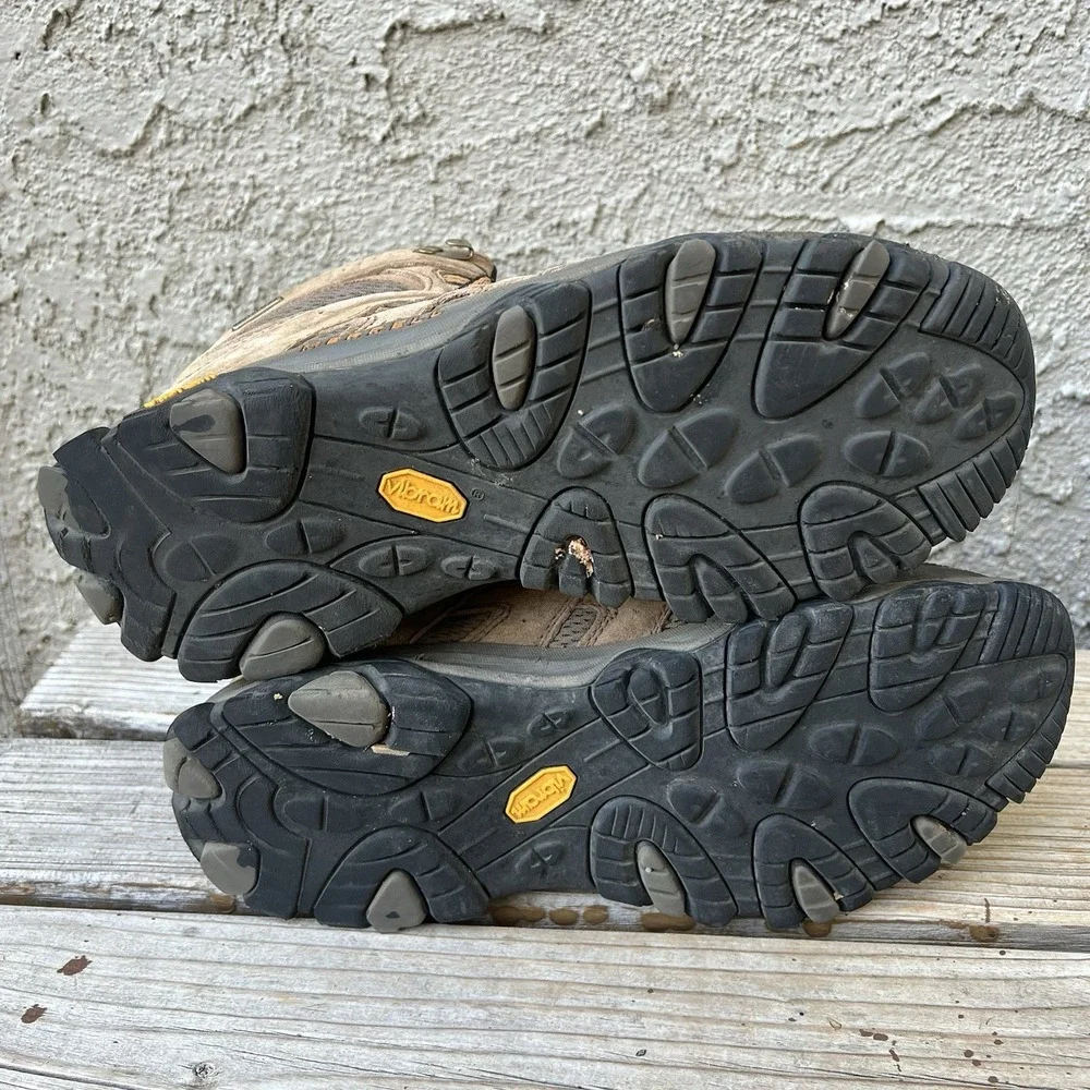 Merrell Boots Men Size 11.5 Moab 3 Hiking Mid Brown Waterproof Vibram Trail Shoe